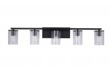  LIT6125BK+MC -CL - 5 Light Vanity in Satin Nickel and Black finish frame with replaceable Socket Rings